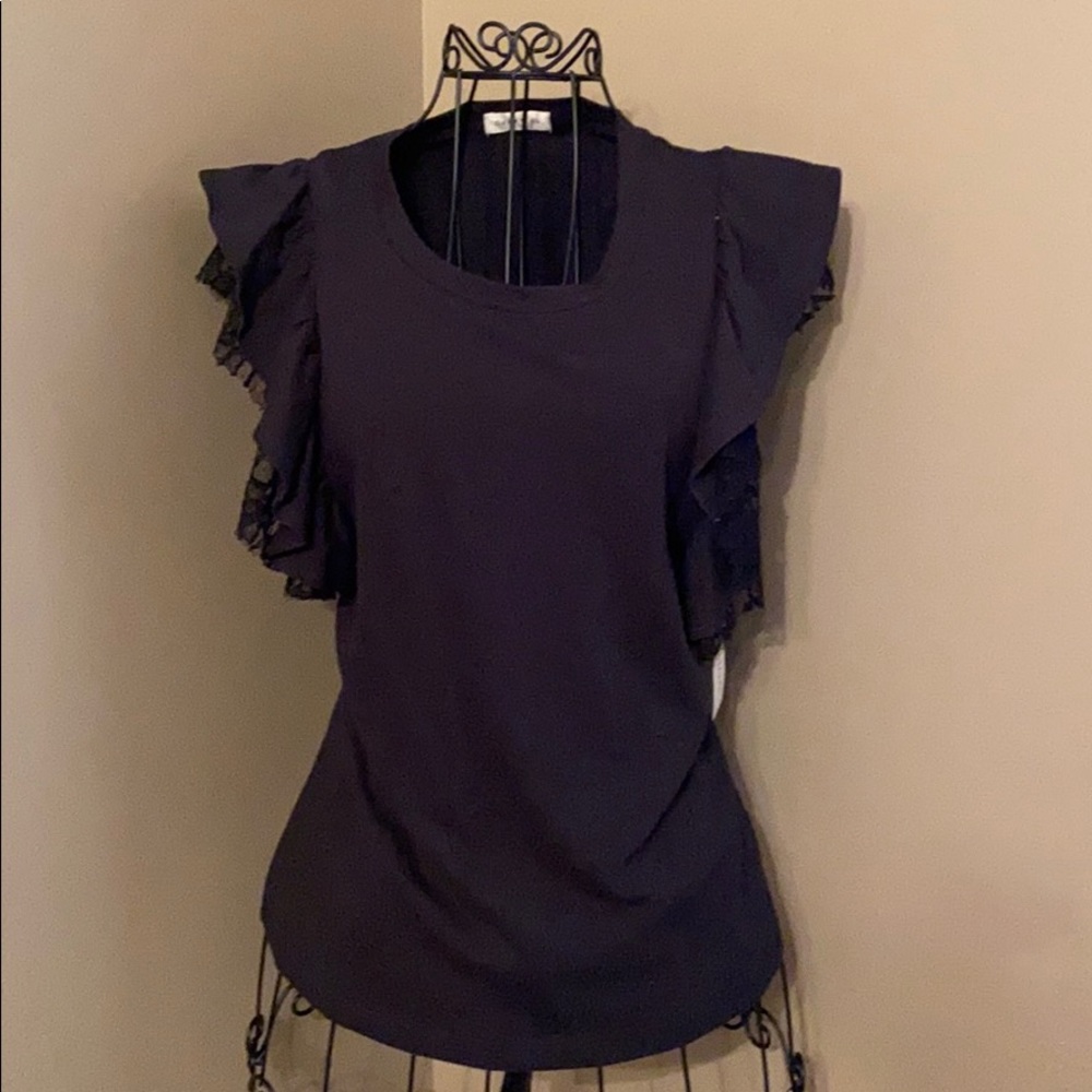 Occasion Black Ruffle Sleeve Blouse